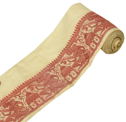 Sushila Vintage Cream Saree Border Indian Craft Sewing Trim Baluchari Lace