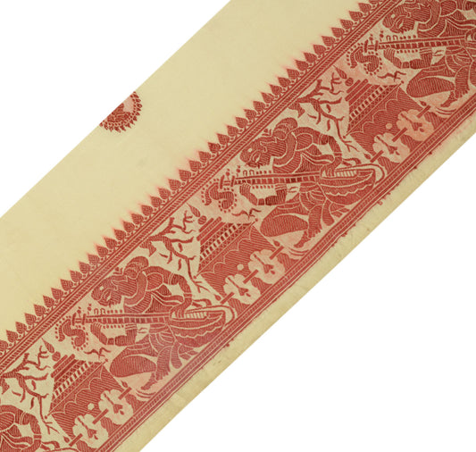 Sushila Vintage Cream Saree Border Indian Craft Sewing Trim Baluchari Lace