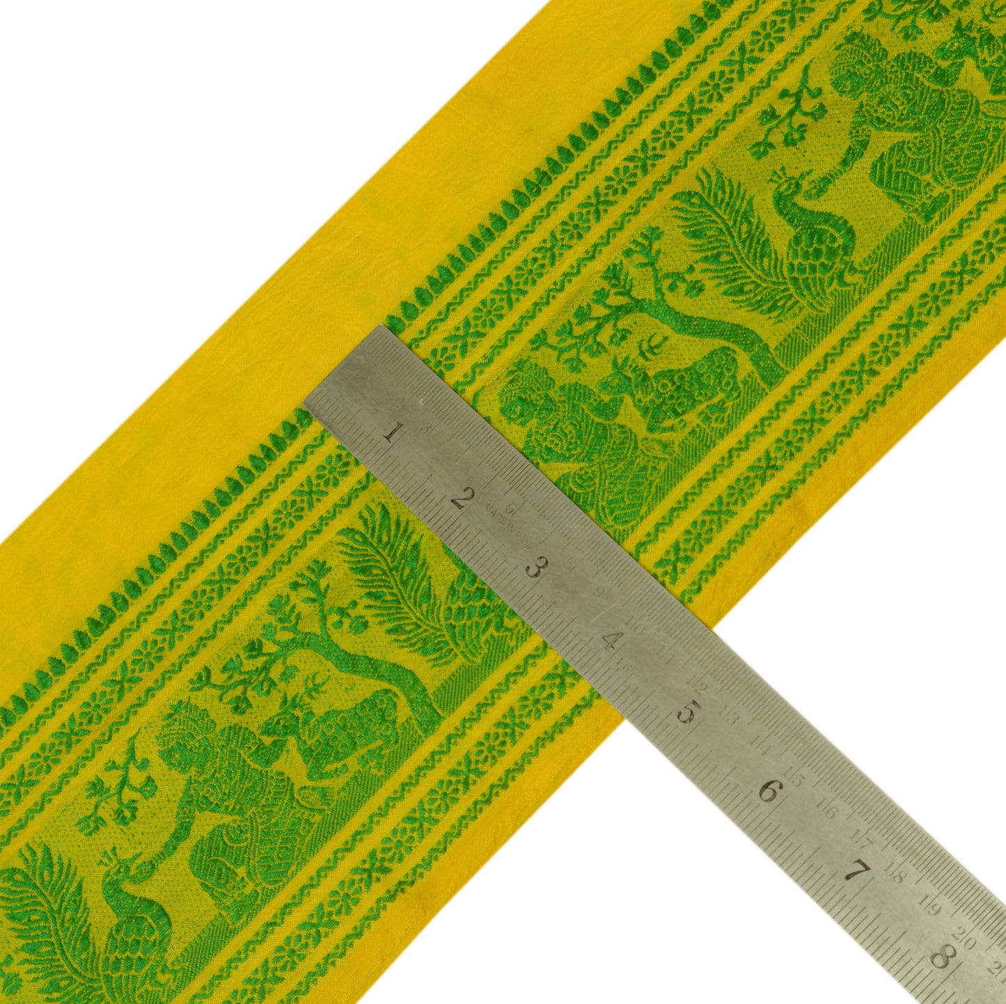 Sushila Vintage Green Saree Border Indian Craft Sewing Woven Baluchari Trim Lace