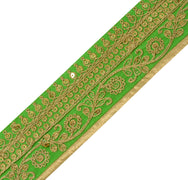 Sushila Vintage Green Sari Border Indian Craft Sewing Trim Embroidered Lace