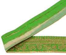 Sushila Vintage Green Sari Border Indian Craft Sewing Trim Embroidered Lace