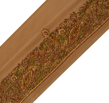 Sushila Vintage Brown Sari Border Indian Craft Sewing Trim Hand Beaded Lace