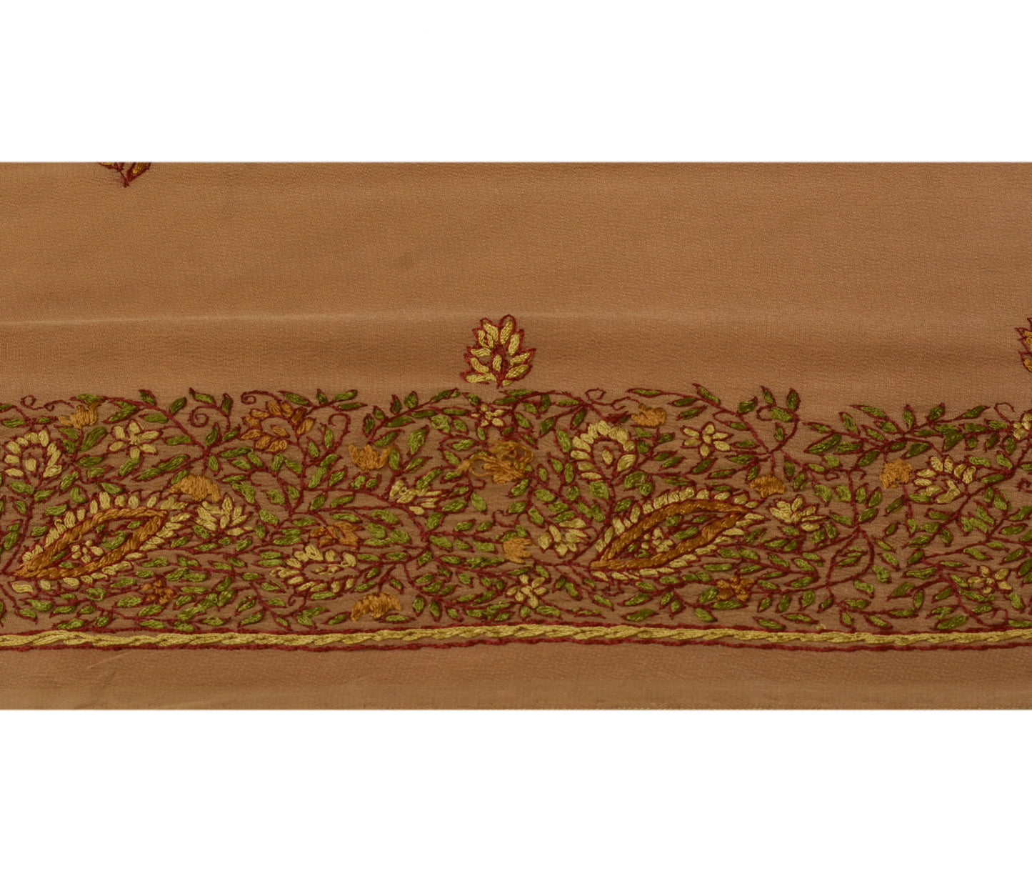 Sushila Vintage Brown Sari Border Indian Craft Sewing Trim Hand Beaded Lace
