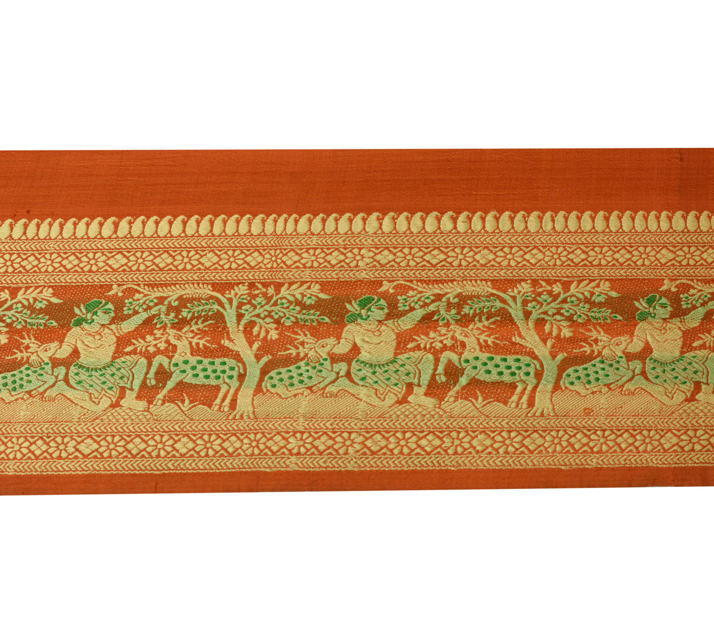 Sushila Vintage Rust Sari Border Indian Craft Sewing Trim Woven Baluchari Lace