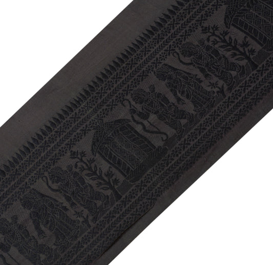 Sushila Vintage Gray Saree Border Indian Craft Sewing Trim Weaving Lace Ribbon