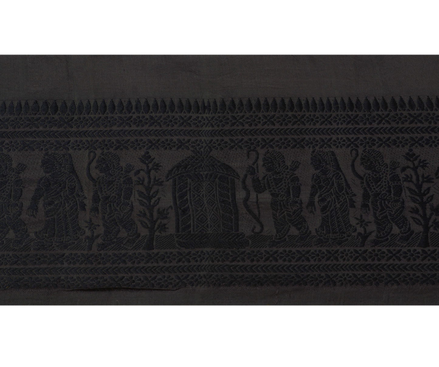 Sushila Vintage Gray Saree Border Indian Craft Sewing Trim Weaving Lace Ribbon