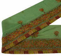 Sushila Vintage Green Saree Border Indian Craft Sewing Trim Embroidered Lace