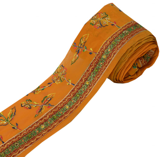 Sushila Vintage Rust Saree Border Indian Craft Sewing Trim Hand Beaded Lace