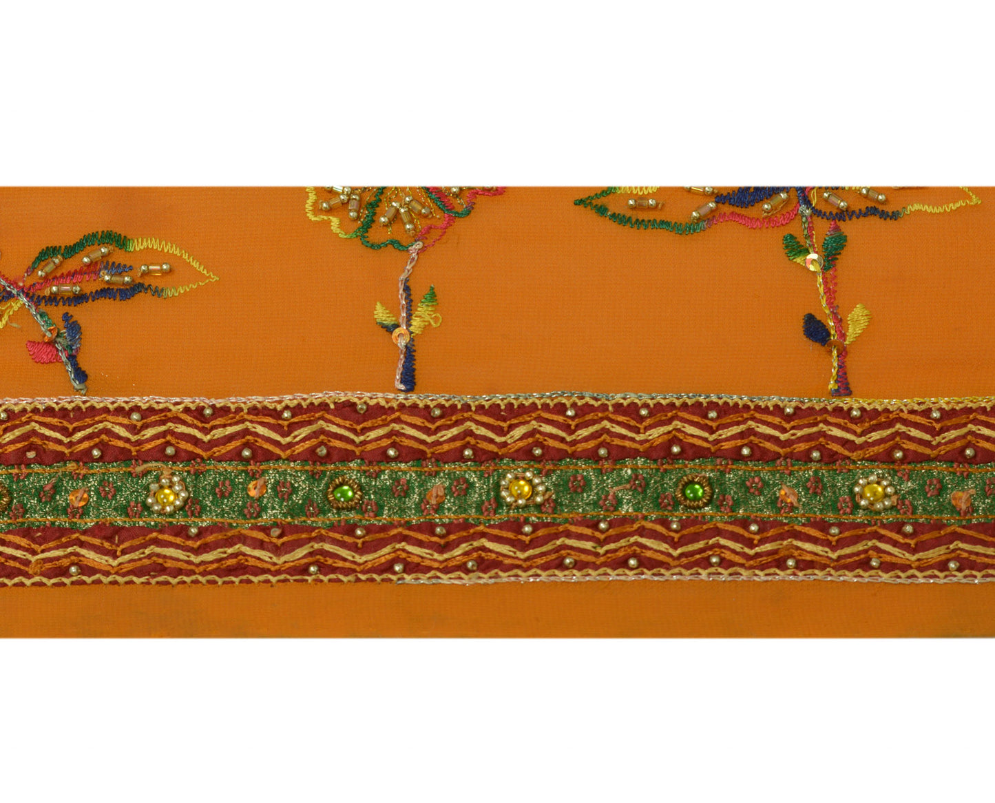 Sushila Vintage Rust Saree Border Indian Craft Sewing Trim Hand Beaded Lace