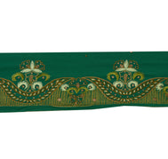 Sushila Vintage Green Sari Border Indian Craft Sewing Trim Embroidered Lace