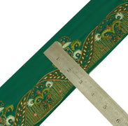 Sushila Vintage Green Sari Border Indian Craft Sewing Trim Embroidered Lace
