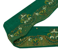 Sushila Vintage Green Sari Border Indian Craft Sewing Trim Embroidered Lace