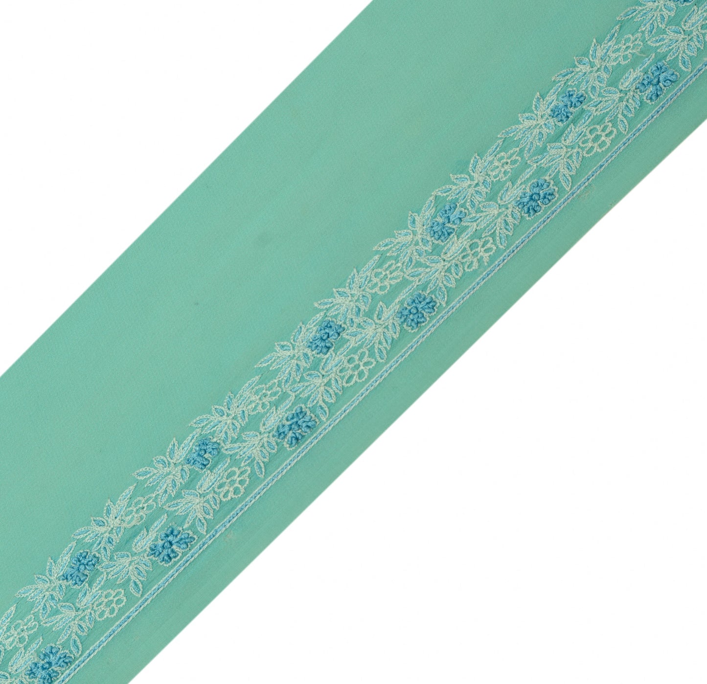 Sushila Vintage Turquoise Sari Border Craft Sewing Trim Floral Embroidered Lace