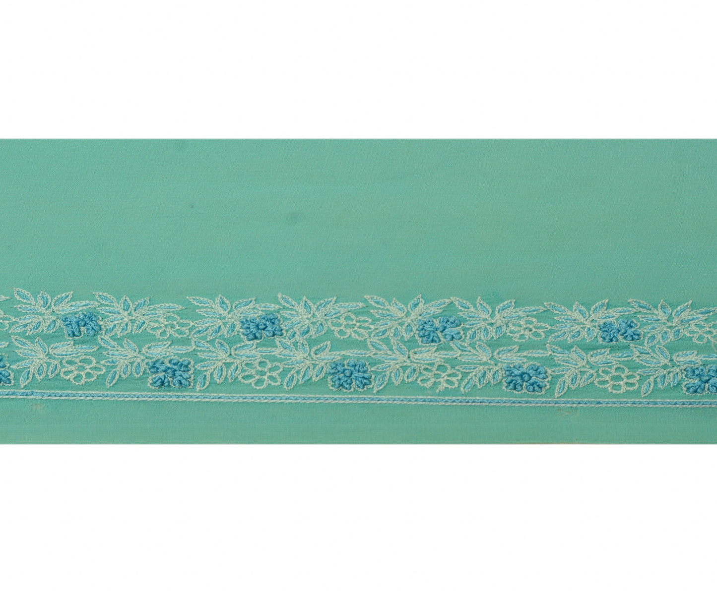 Sushila Vintage Turquoise Sari Border Craft Sewing Trim Floral Embroidered Lace
