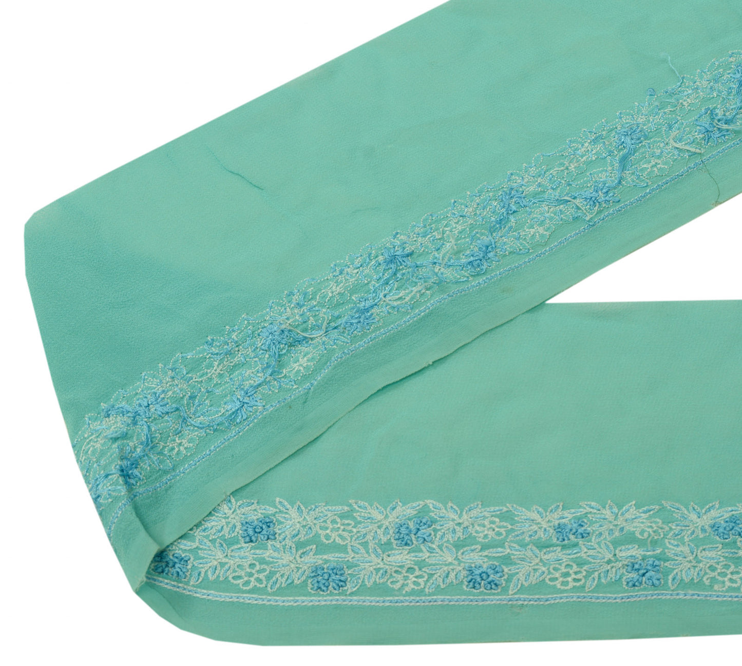 Sushila Vintage Turquoise Sari Border Craft Sewing Trim Floral Embroidered Lace