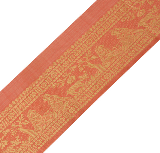 Sushila Vintage Peach Saree Border Craft Sewing Trim Human Woven Lace Ribbon