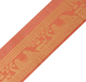 Sushila Vintage Peach Saree Border Craft Sewing Trim Human Woven Lace Ribbon