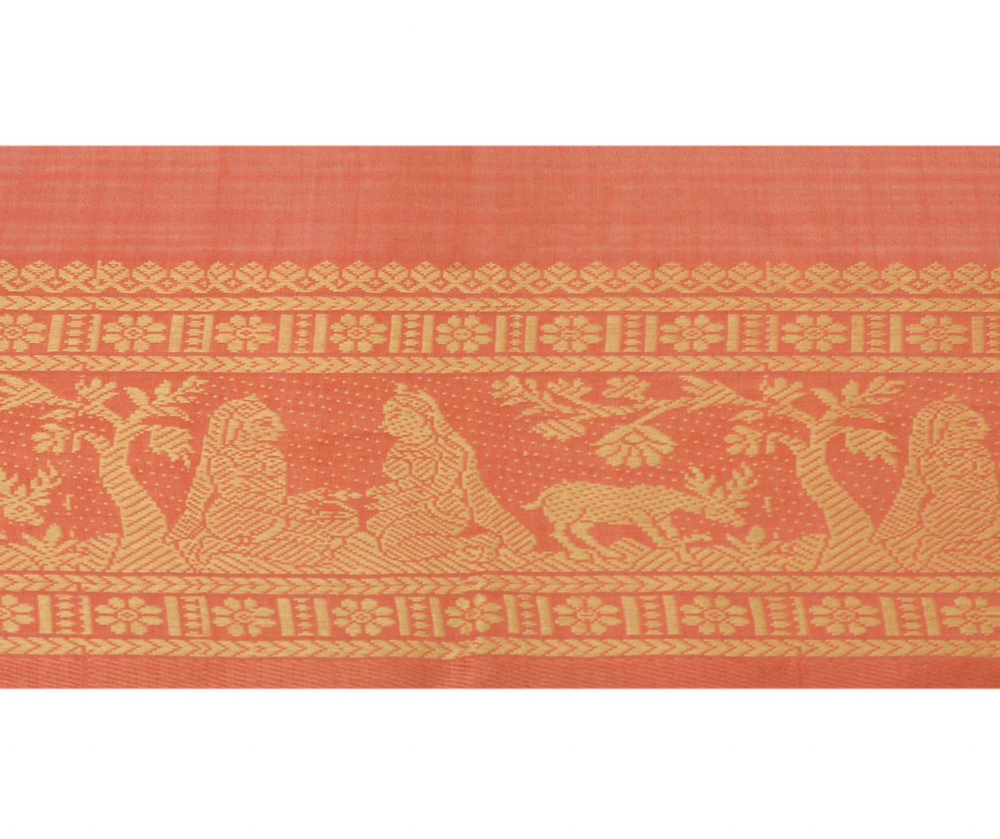 Sushila Vintage Peach Saree Border Craft Sewing Trim Human Woven Lace Ribbon