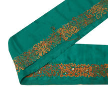 Sushila Vintage Green Sari Border Indian Craft Sewing Trim Embroidered Lace