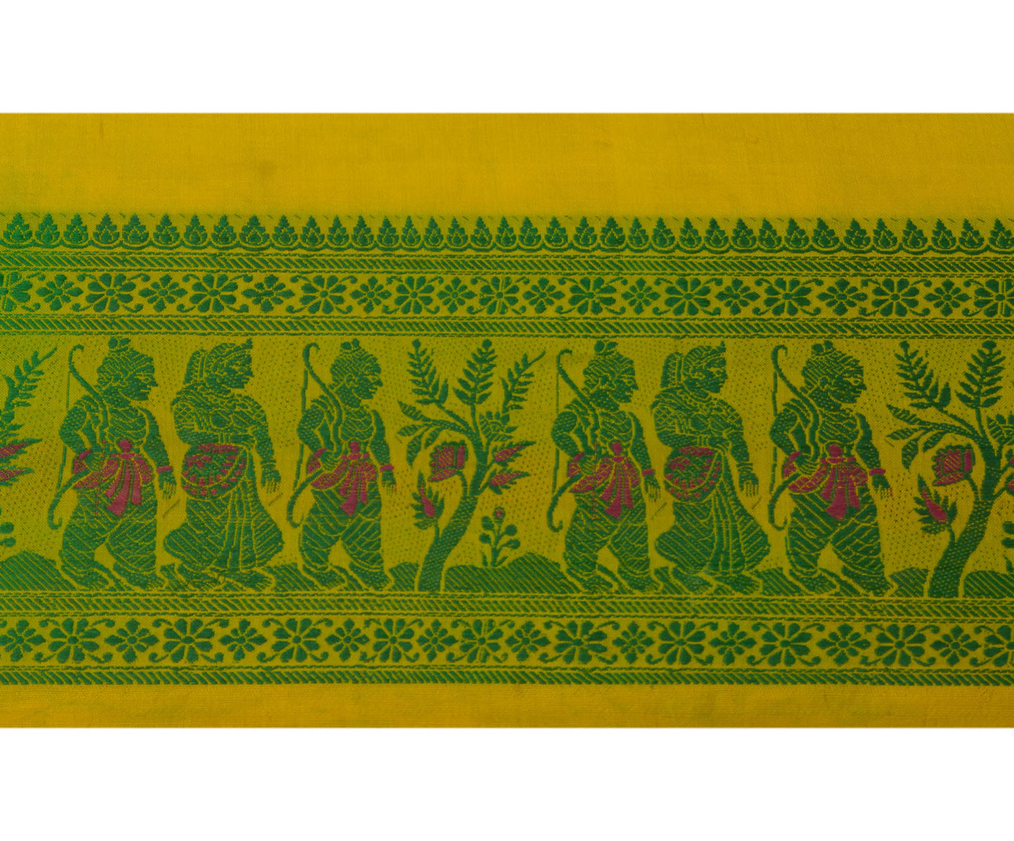 Sushila Vintage Green Sari Indian Craft Sewing Trim Weaving Baluchari Lace