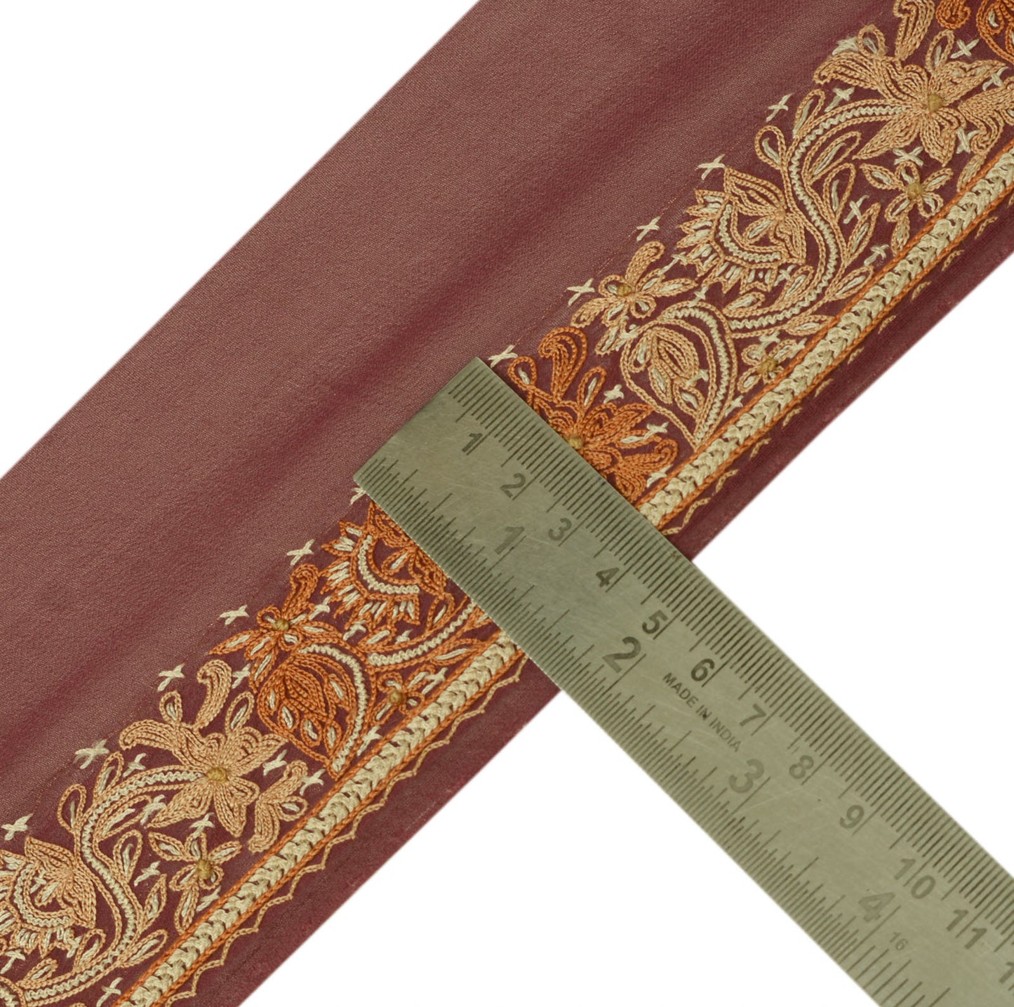 Sushila Vintage Mauve Saree Border Craft Sewing Trim Embroidered Lace Ribbon