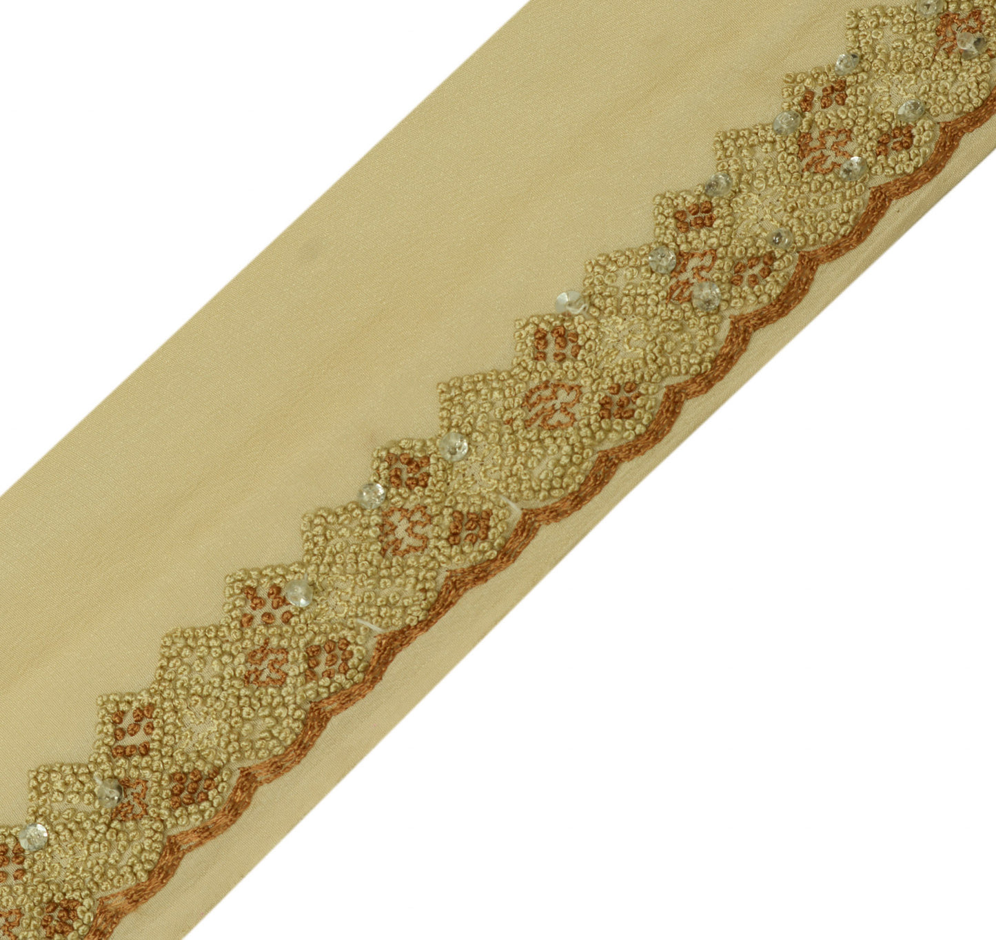 Sushila Vintage Cream Saree Border Indian Craft Sewing Trim Embroidered Lace