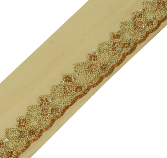Sushila Vintage Cream Saree Border Indian Craft Sewing Trim Embroidered Lace