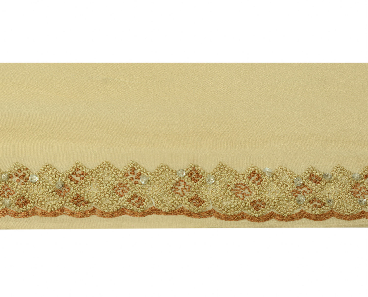 Sushila Vintage Cream Saree Border Indian Craft Sewing Trim Embroidered Lace