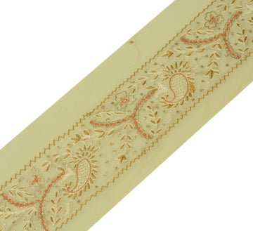 Sushila Vintage Cream Sari Border Indian Craft Sewing Trim Embroidered Lace