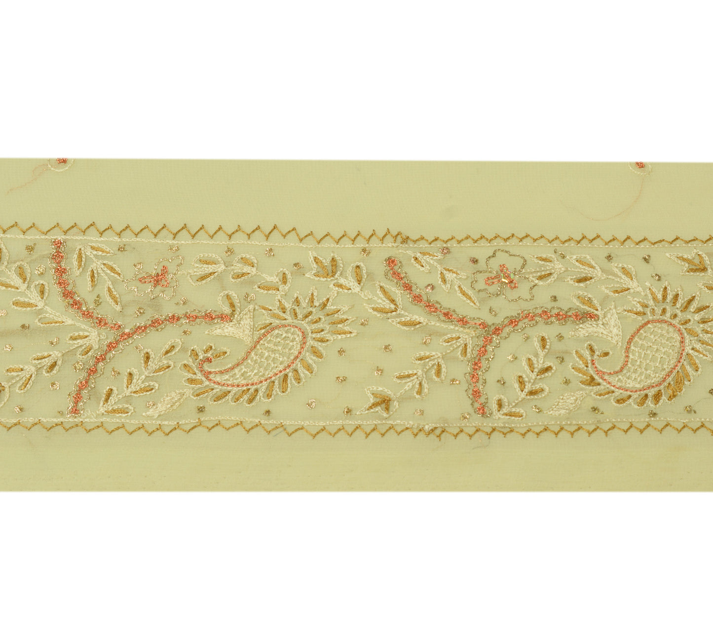 Sushila Vintage Cream Sari Border Indian Craft Sewing Trim Embroidered Lace