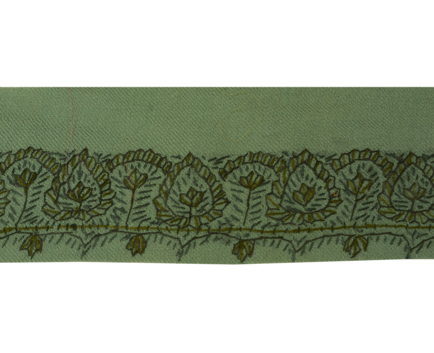 Sushila Vintage Gray Saree Border Indian Craft Sewing Trim Hand Embroidered Lace