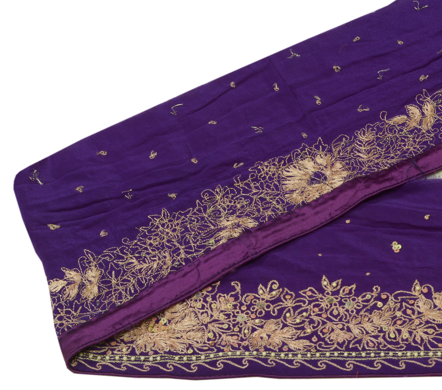 Sushila Vintage Purple Saree Border Indian Craft Sewing Trim Hand Beaded Lace