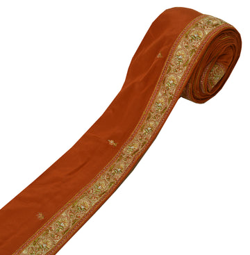 1.75"Sushila Vintage Rust Sari Border  Craft Sewing Trim Beaded Embroidered Lace