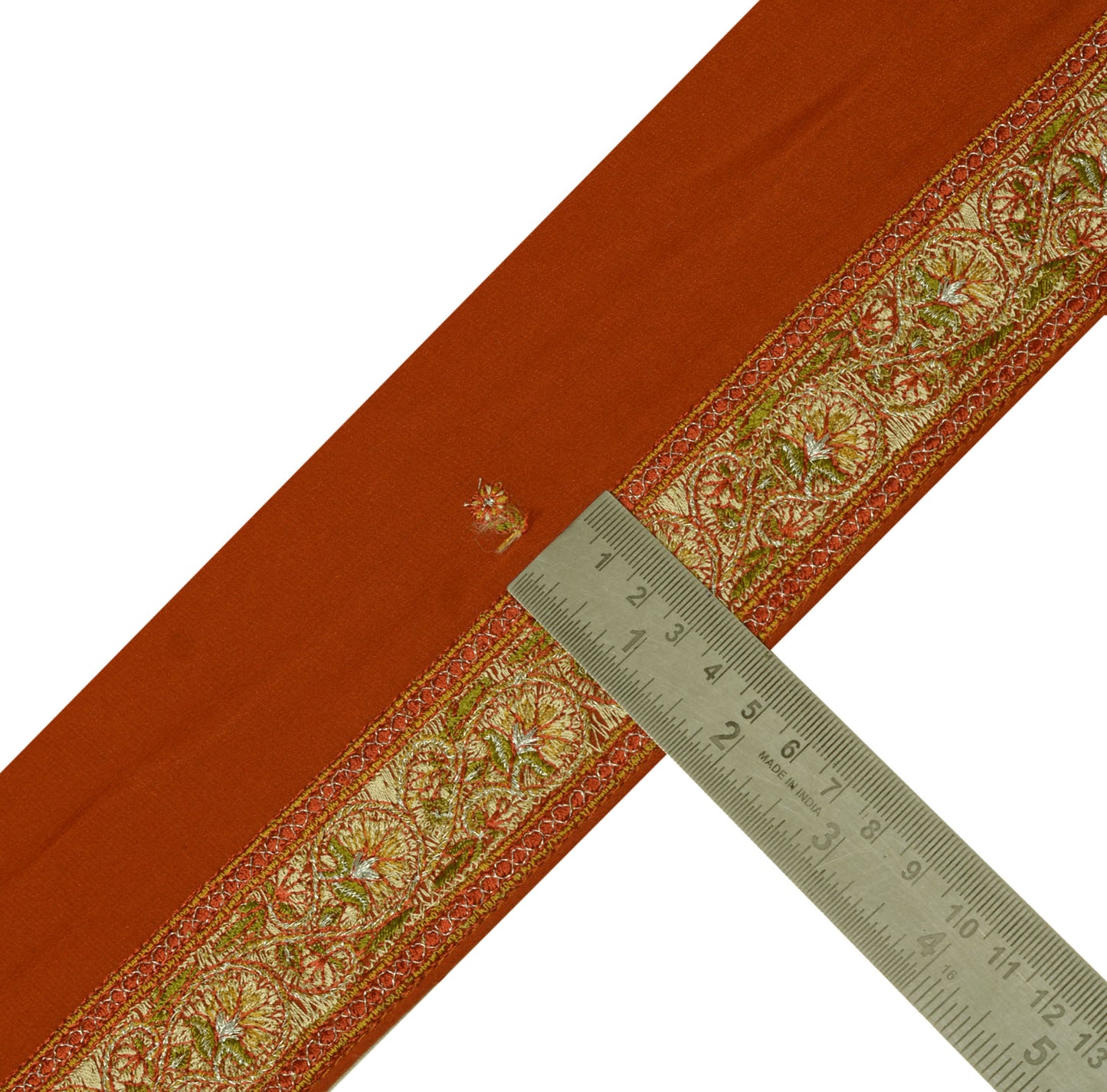 1.75"Sushila Vintage Rust Sari Border  Craft Sewing Trim Beaded Embroidered Lace