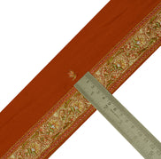 1.75"Sushila Vintage Rust Sari Border  Craft Sewing Trim Beaded Embroidered Lace