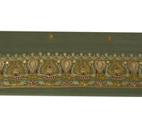 Sushila Vintage Gray Saree Border Indian Craft Sewing Trim Embroidered Lace