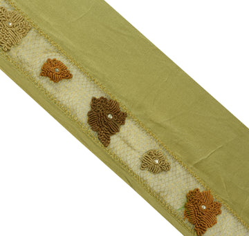 Sushila Vintage Green Saree Border Craft Sewing Trim Hand Beaded Zardozi Lace