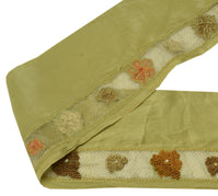 Sushila Vintage Green Saree Border Craft Sewing Trim Hand Beaded Zardozi Lace