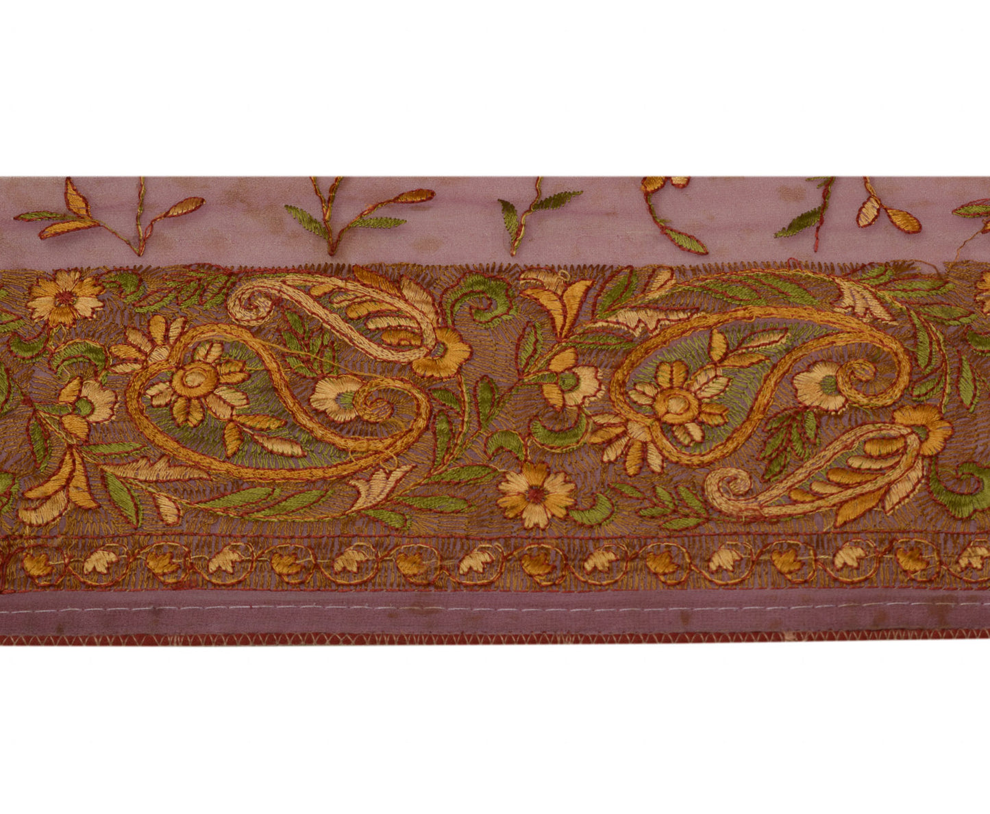 Sushila Vintage Mauve Saree Border Indian Craft Sewing Trim Embroidered Lace