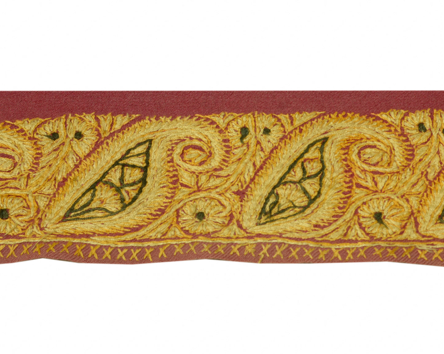 Sushila Vintage Mauve Sari Border Craft Sewing Trim Hand Embroidered Lace Ribbon