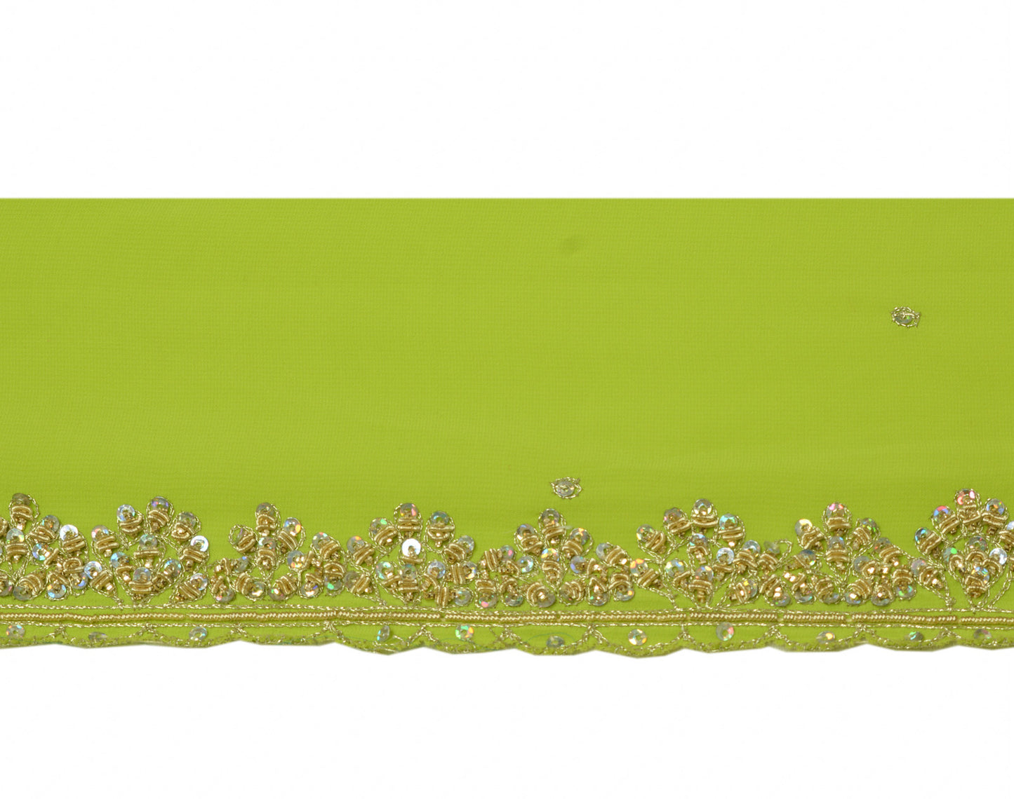 Sushila Vintage Green Saree Border Indian Craft Sewing Trim Hand Beaded Ribbon