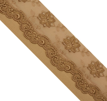 Sushila Vintage Brown Saree Border Indian Craft Sewing Trim Embroidered Lace