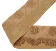 Sushila Vintage Brown Saree Border Indian Craft Sewing Trim Embroidered Lace