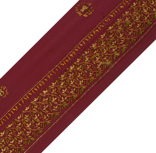 Sushila Vintage Purple Sari Border Indian Craft Sewing Trim Hand Embroidery Lace