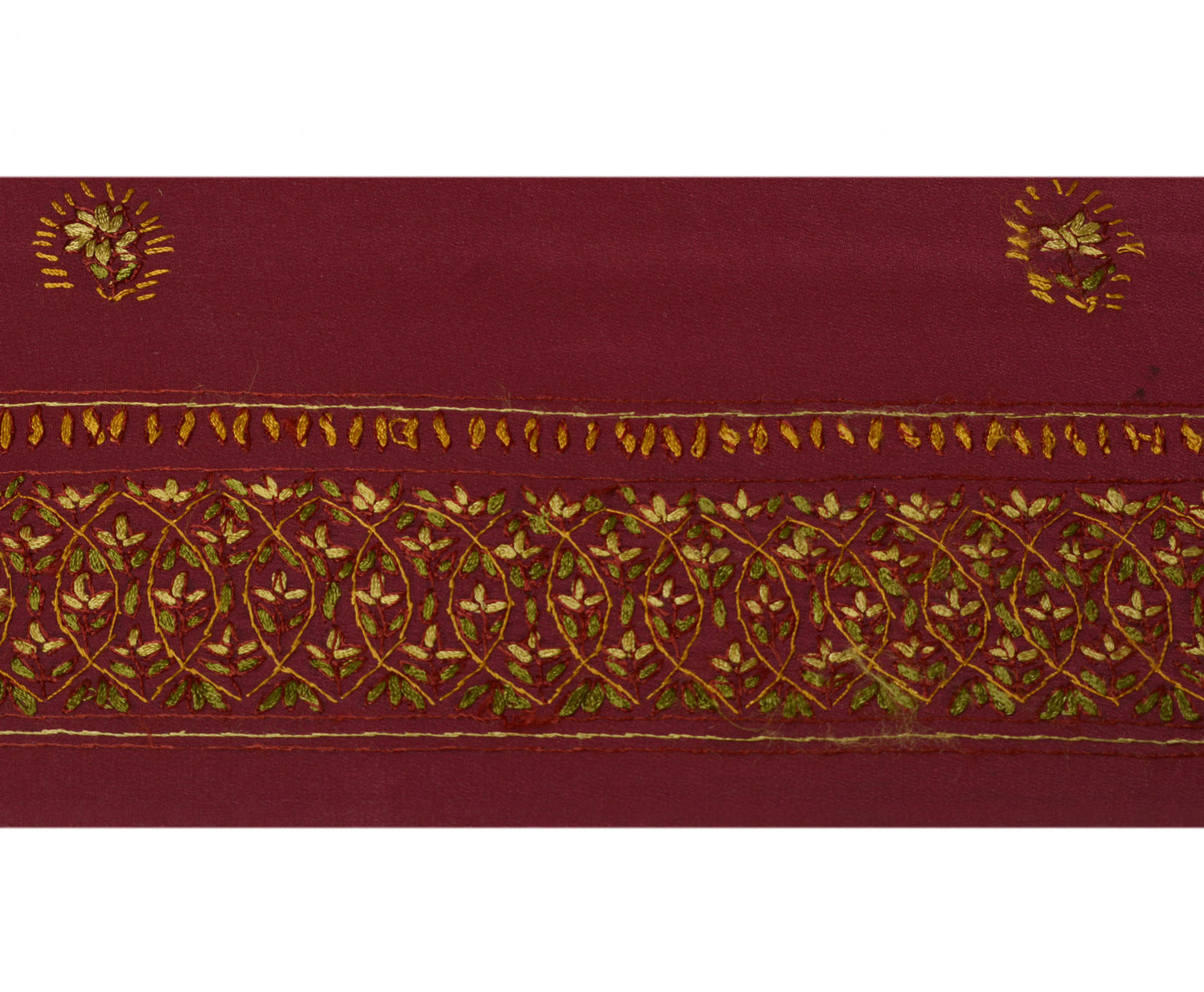 Sushila Vintage Purple Sari Border Indian Craft Sewing Trim Hand Embroidery Lace