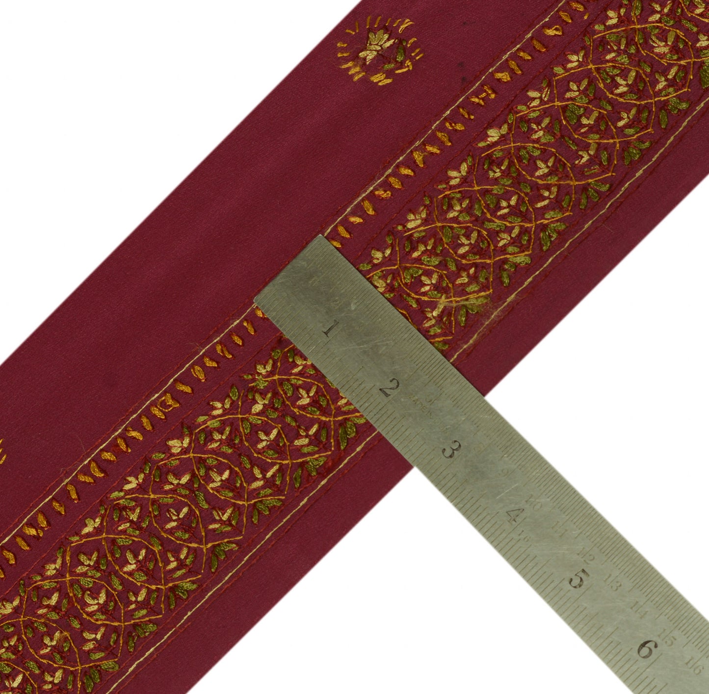 Sushila Vintage Purple Sari Border Indian Craft Sewing Trim Hand Embroidery Lace