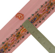 Sushila Vintage Pink Saree Border Indian Craft Sewing Trim Hand Embroidered Lace