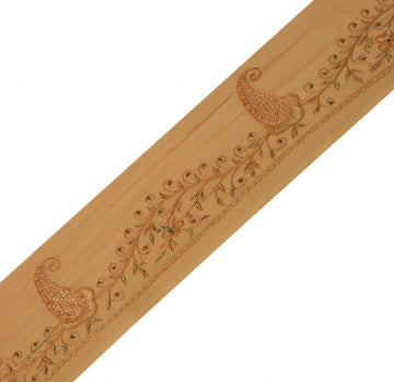 Sushila Vintage Brown Sari Border Indian Craft Sewing Hand Beaded Lace Ribbon
