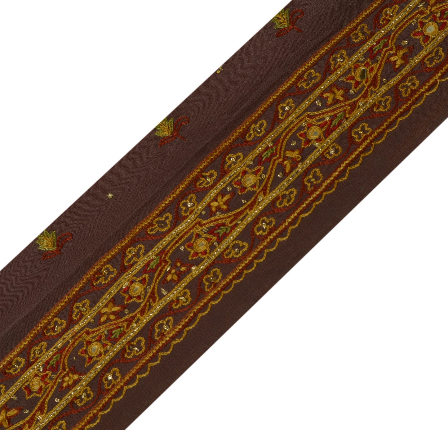Sushila Vintage Mauve Sari Border Indian Craft Sewing Trim Hand Embroidered Lace