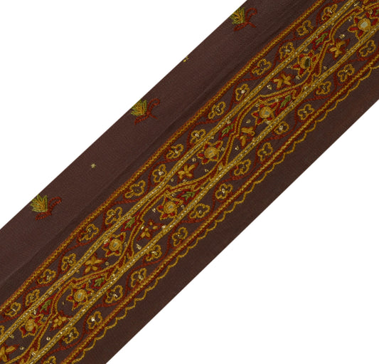 Sushila Vintage Mauve Sari Border Indian Craft Sewing Trim Hand Embroidered Lace